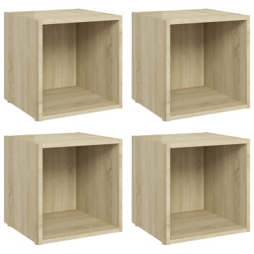 vidaXL Έπιπλα Τηλεόρασης 4 τεμ. Sonoma Δρυς 37x35x37cm Επεξ. Ξύλο