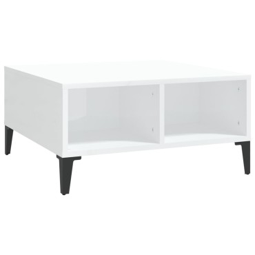 vidaXL Τραπεζάκι Σαλονιού Γυαλιστερό Λευκό 60x60x30cm Επεξ. Ξύλο 1 τεμ.