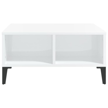 vidaXL Τραπεζάκι Σαλονιού Γυαλιστερό Λευκό 60x60x30cm Επεξ. Ξύλο 1 τεμ.