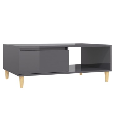 vidaXL Τραπεζάκι Σαλονιού Γυαλιστερό Γκρι 90x60x35cm Επεξ. Ξύλο 1 τεμ.