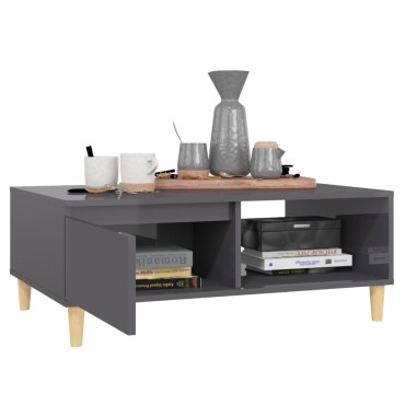 vidaXL Τραπεζάκι Σαλονιού Γυαλιστερό Γκρι 90x60x35cm Επεξ. Ξύλο 1 τεμ.
