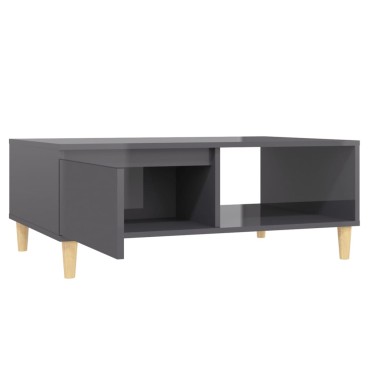 vidaXL Τραπεζάκι Σαλονιού Γυαλιστερό Γκρι 90x60x35cm Επεξ. Ξύλο 1 τεμ.
