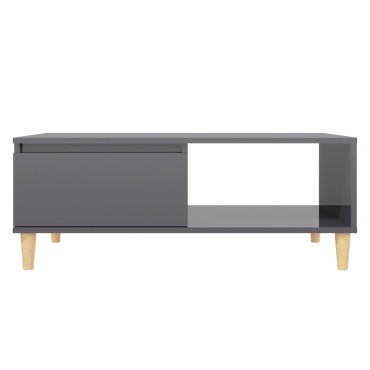 vidaXL Τραπεζάκι Σαλονιού Γυαλιστερό Γκρι 90x60x35cm Επεξ. Ξύλο 1 τεμ.