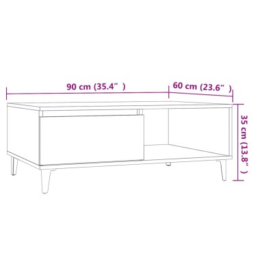vidaXL Τραπεζάκι Σαλονιού Γκρι Σκυρ. 90x60x35cm Επεξεργασμένο Ξύλο 1 τεμ.