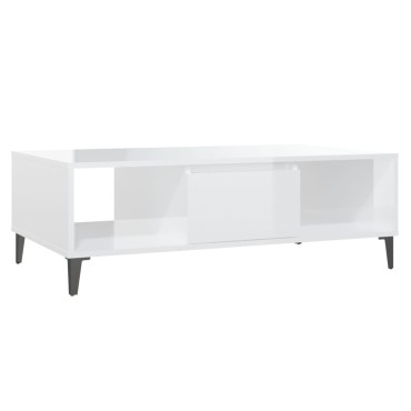 vidaXL Τραπεζάκι Σαλονιού Γυαλιστερό Λευκό 103,5x60x35cm Επεξ. Ξύλο 1 τεμ.