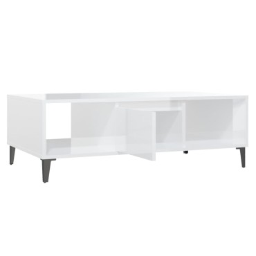 vidaXL Τραπεζάκι Σαλονιού Γυαλιστερό Λευκό 103,5x60x35cm Επεξ. Ξύλο 1 τεμ.