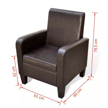 vidaXL Πολυθρόνα Καφέ από Συνθετικό Δέρμα 61x60x79,5cm 1 τεμ.