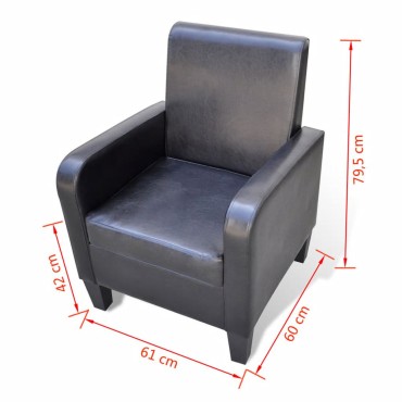vidaXL Πολυθρόνα Μαύρη από Συνθετικό Δέρμα 61x60x79,5cm 1 τεμ.