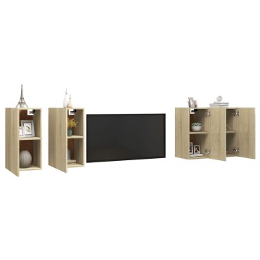 vidaXL Έπιπλα Τηλεόρασης 4 τεμ. Sonoma Δρυς 30,5x30x60cm Επεξ. Ξύλο