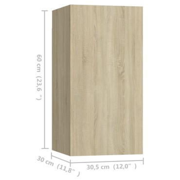 vidaXL Έπιπλα Τηλεόρασης 4 τεμ. Sonoma Δρυς 30,5x30x60cm Επεξ. Ξύλο