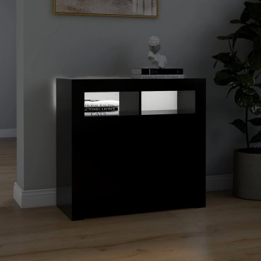 vidaXL Ντουλάπι με LED Μαύρο 80x35x75cm 1 τεμ.