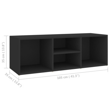 vidaXL Πάγκος Αποθήκευσης Παπουτσιών Μαύρος 105x35x35cm Επεξ. Ξύλο
