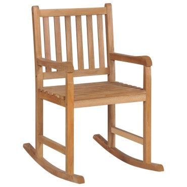 vidaXL Πολυθρόνα Κουνιστή από Μασίφ Ξύλο Teak με Taupe Μαξιλάρι 58x92,5x106cm 1 τεμ.