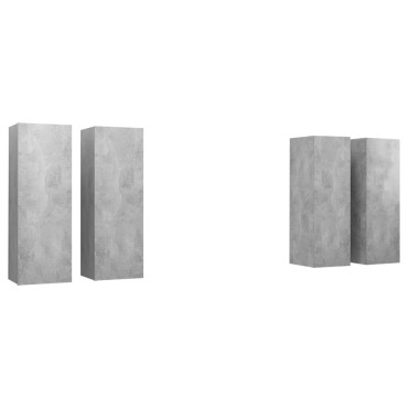 vidaXL Έπιπλα Τηλεόρασης 4 τεμ. Γκρι Σκυρ. 30,5x30x90cm Επεξ. Ξύλο