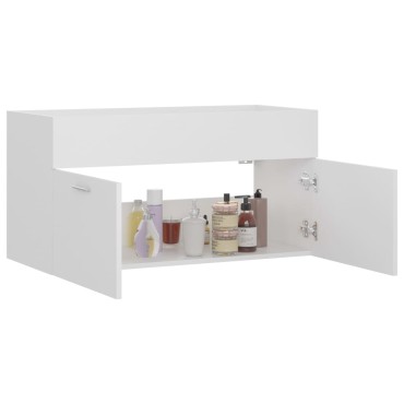 vidaXL Ντουλάπι Νιπτήρα Λευκό 90x38,5x46cm από Επεξ. Ξύλο 1 τεμ.