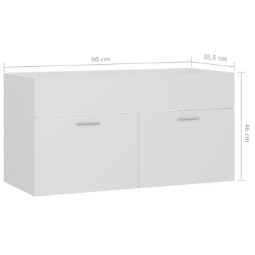 vidaXL Ντουλάπι Νιπτήρα Λευκό 90x38,5x46cm από Επεξ. Ξύλο 1 τεμ.