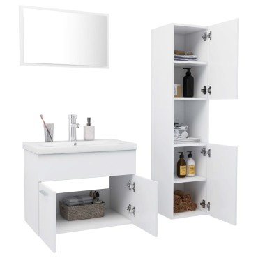 vidaXL Σετ Επίπλων Μπάνιου Λευκό από Επεξ. Ξύλο 60x38,5x46cm
