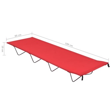 vidaXL Κρεβάτια Κάμπινγκ 2τεμ Κόκκινα 180x60x19εκ Ύφασ. Oxford/Ατσάλι