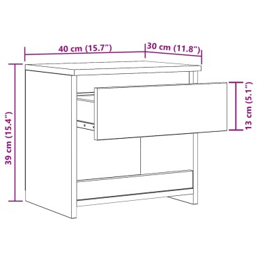 vidaXL Κομοδίνο Μαύρο 40x30x39cm από Επεξ. Ξύλο 1 τεμ.