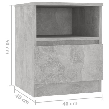 vidaXL Κομοδίνα 2 τεμ. Γκρι 40x40x50cm από Επεξ. Ξύλο
