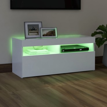 vidaXL Έπιπλο Τηλεόρασης με LED Λευκό 90x35x40cm