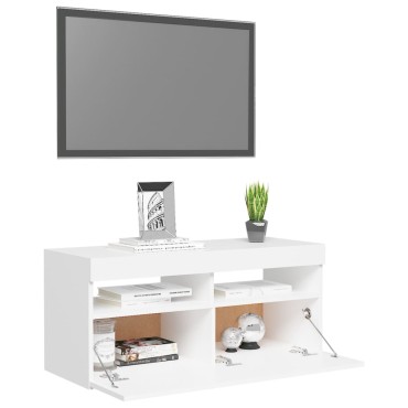 vidaXL Έπιπλο Τηλεόρασης με LED Λευκό 90x35x40cm