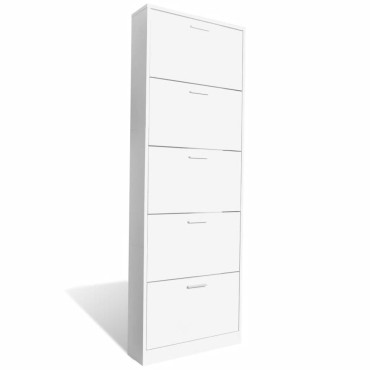 vidaXL Παπουτσοθήκη με 5 Τμήματα Λευκή Ξύλινη 59x17x169cm