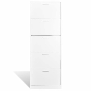 vidaXL Παπουτσοθήκη με 5 Τμήματα Λευκή Ξύλινη 59x17x169cm