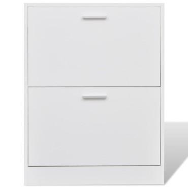 vidaXL Παπουτσοθήκη με 2 Τμήματα Λευκή Ξύλινη 63,5x24x81cm