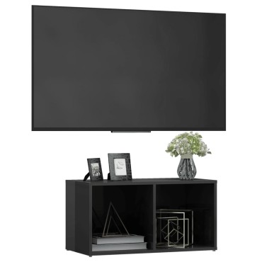 vidaXL Έπιπλο Τηλεόρασης Γυαλιστερό Γκρι 72x35x36,5cm Επεξ. Ξύλο