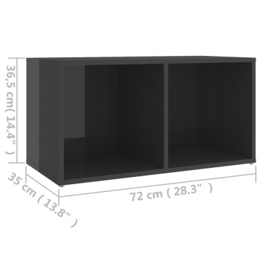 vidaXL Έπιπλο Τηλεόρασης Γυαλιστερό Γκρι 72x35x36,5cm Επεξ. Ξύλο