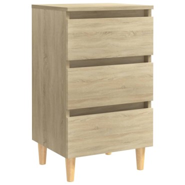 vidaXL Κομοδίνο Sonoma Δρυς 40x35x69cm με Μασίφ Ξύλινα Πόδια 1 τεμ.