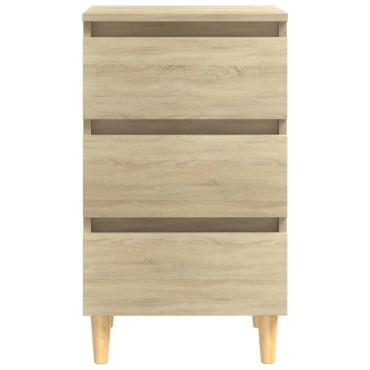vidaXL Κομοδίνο Sonoma Δρυς 40x35x69cm με Μασίφ Ξύλινα Πόδια 1 τεμ.