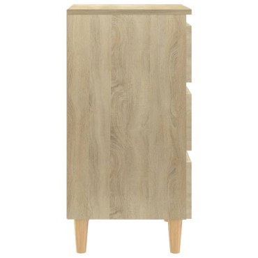 vidaXL Κομοδίνο Sonoma Δρυς 40x35x69cm με Μασίφ Ξύλινα Πόδια 1 τεμ.