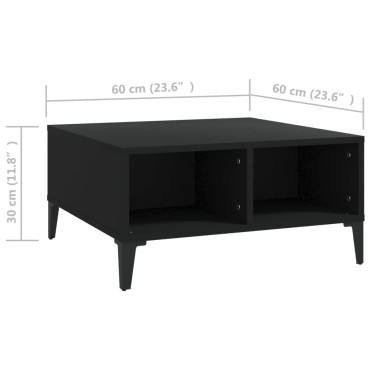 vidaXL Τραπεζάκι Σαλονιού Μαύρο 60x60x30cm από Μοριοσανίδα 1 τεμ.