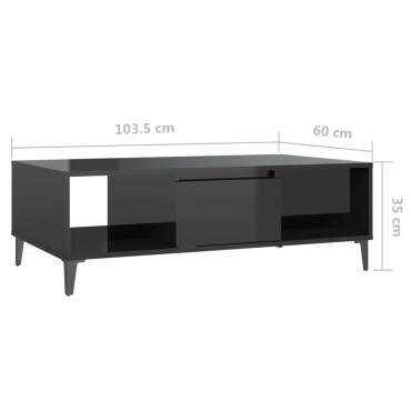 vidaXL Τραπεζάκι Σαλονιού Γυαλιστερό Λευκό 103,5x60x35cm Επεξ. Ξύλο 1 τεμ.