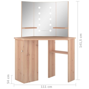 vidaXL Μπουντουάρ Γωνιακό με LED Χρώμα Δρυς 111x54x141,5cm 1 τεμ.