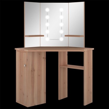 vidaXL Μπουντουάρ Γωνιακό με LED Χρώμα Δρυς 111x54x141,5cm 1 τεμ.