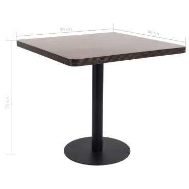 vidaXL Τραπέζι Bistro Σκούρο Καφέ 80x80cm από MDF 1 τεμ.