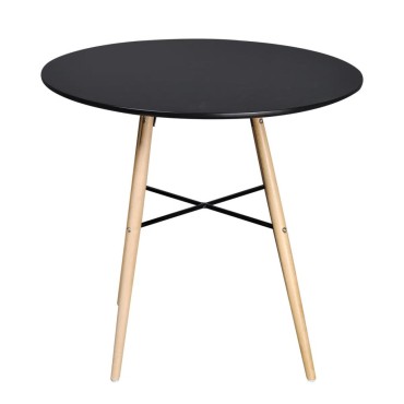 vidaXL Τραπεζαρία Στρογγυλή Μαύρη από MDF 80x72cm 1 τεμ.