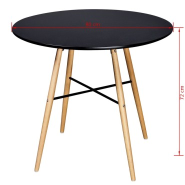 vidaXL Τραπεζαρία Στρογγυλή Μαύρη από MDF 80x72cm 1 τεμ.