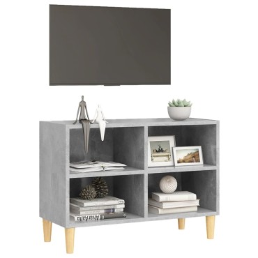 vidaXL Έπιπλο Τηλεόρασης Γκρι Σκυρ. 69,5x30x50cm με Μασίφ Ξύλινα Πόδια