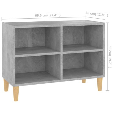 vidaXL Έπιπλο Τηλεόρασης Γκρι Σκυρ. 69,5x30x50cm με Μασίφ Ξύλινα Πόδια