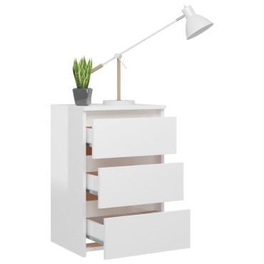vidaXL Κομοδίνα 2 τεμ. Γυαλιστερό Λευκό 40x35x62,5cm από Επεξ. Ξύλο