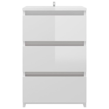 vidaXL Κομοδίνα 2 τεμ. Γυαλιστερό Λευκό 40x35x62,5cm από Επεξ. Ξύλο