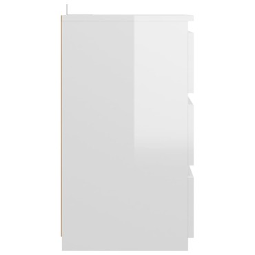 vidaXL Κομοδίνα 2 τεμ. Γυαλιστερό Λευκό 40x35x62,5cm από Επεξ. Ξύλο