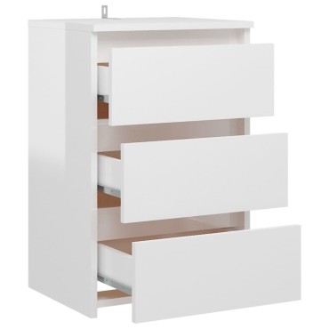 vidaXL Κομοδίνα 2 τεμ. Γυαλιστερό Λευκό 40x35x62,5cm από Επεξ. Ξύλο