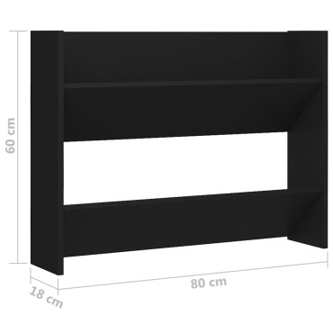 vidaXL Παπουτσοθήκη Τοίχου Μαύρη 80x18x60cm Επεξ. Ξύλο