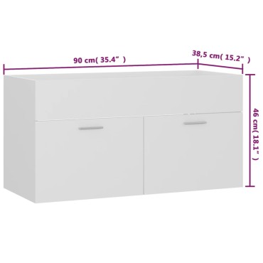 vidaXL Σετ Επίπλων Μπάνιου Λευκό από Επεξ. Ξύλο 90x38,5x46cm