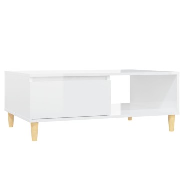 vidaXL Τραπεζάκι Σαλονιού Γυαλ. Λευκό 90x60x35cm από Επεξεργ. Ξύλο 1 τεμ.